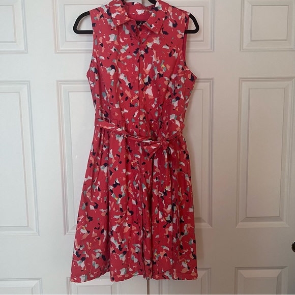 J Jason Wu Dress Sz M Novelty Printed Shirt Style Coral Dress - Picture 1 of 4